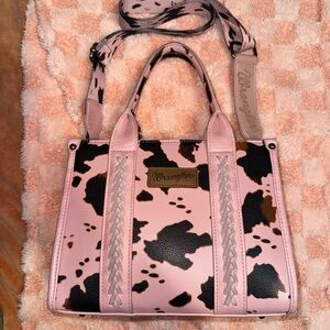 Wrangler Pink and Brown Cow Pattern Tote